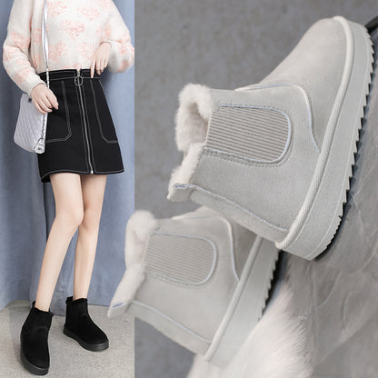 Women's Faux Fur Lined Heeled Snow Boots - Black (US 4-11)