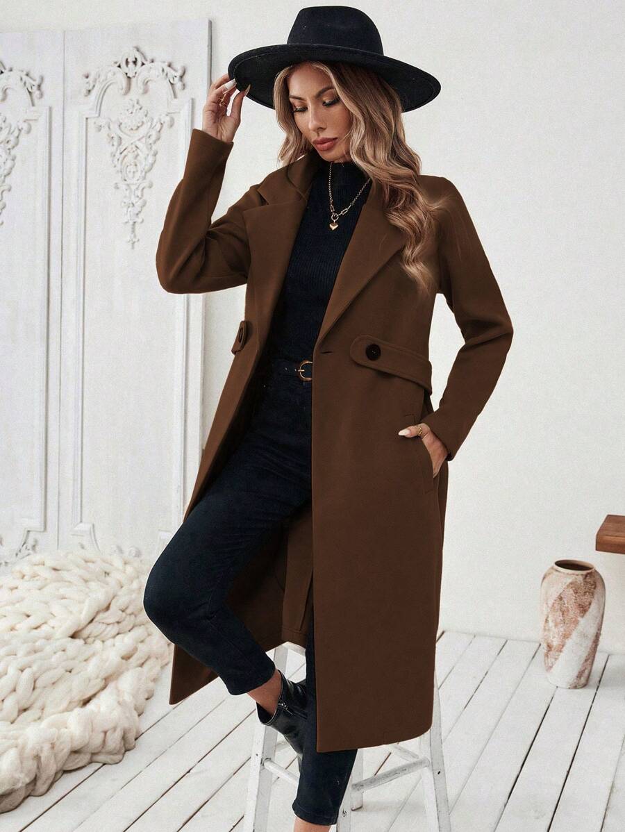 Women’s Classic Coat – Notch Lapel with Flap Pockets