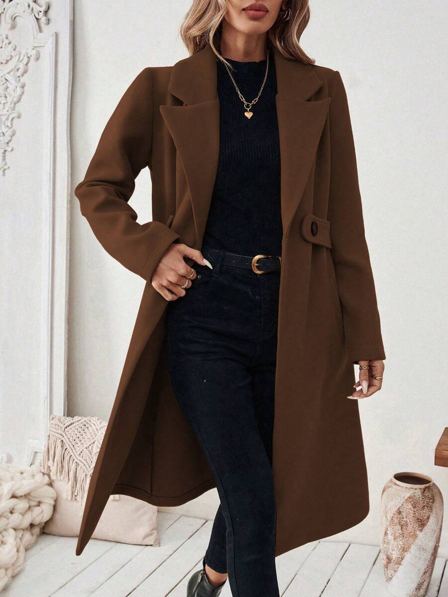 Women’s Classic Coat – Notch Lapel with Flap Pockets