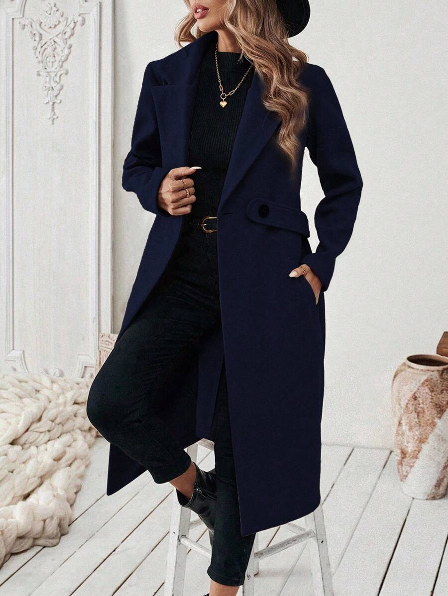 Women’s Classic Coat – Notch Lapel with Flap Pockets