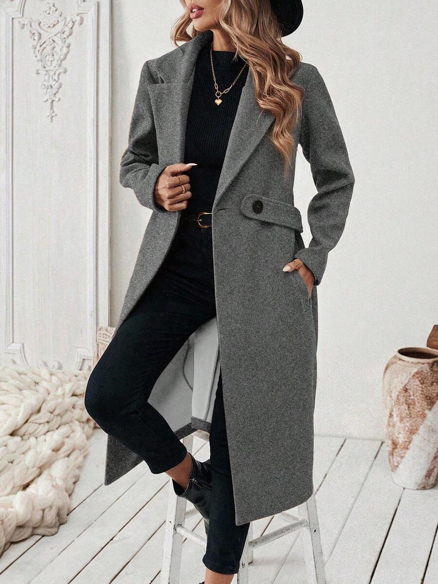 Women’s Classic Coat – Notch Lapel with Flap Pockets