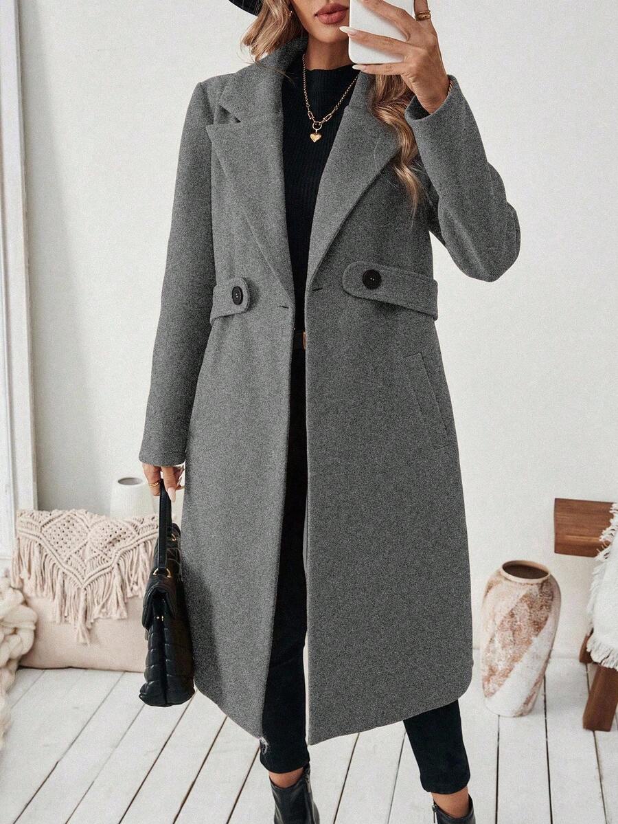 Women’s Classic Coat – Notch Lapel with Flap Pockets