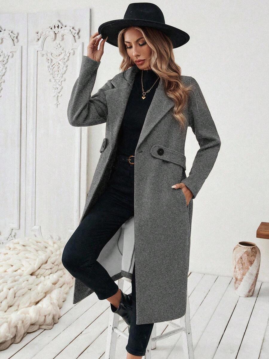 Women’s Classic Coat – Notch Lapel with Flap Pockets