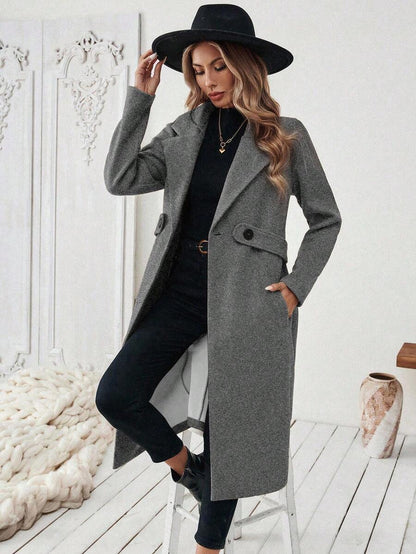 Women’s Classic Coat – Notch Lapel with Flap Pockets