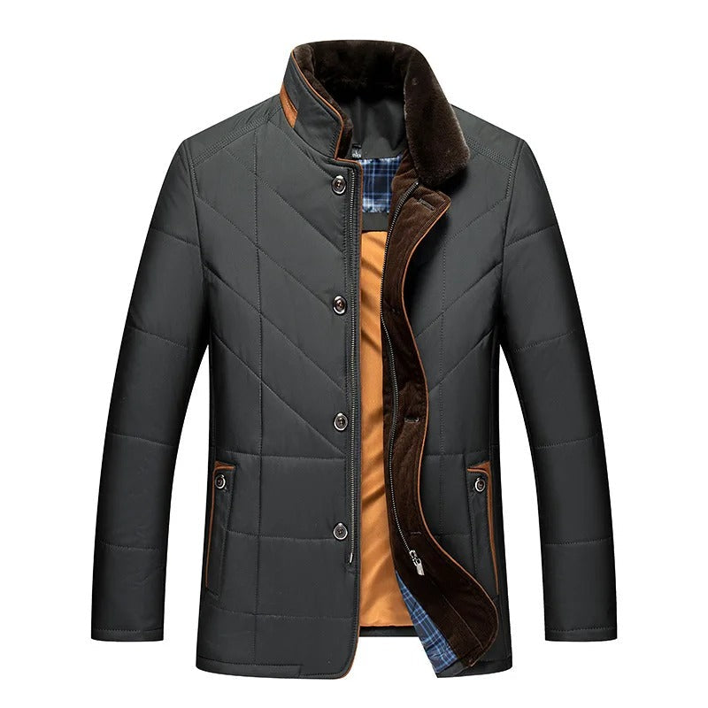 Men’s Quilted Winter Jacket with Plush Collar – Smart Insulated Layer for Cold-Weather Styling