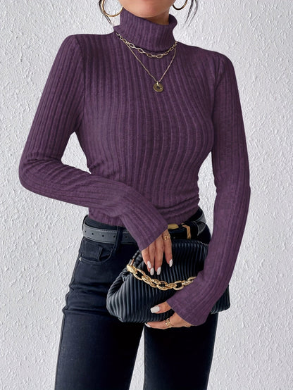 Women’s Roll-Neck Jumper – Ribbed Knit with Slim Fit