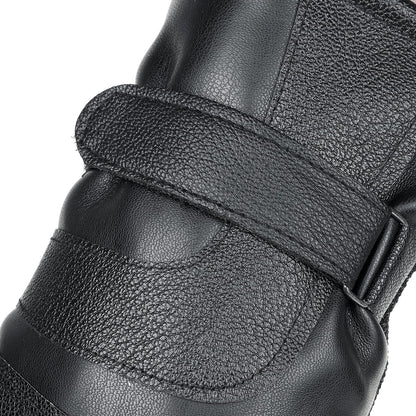Men’s USB Heated Winter Motorcycle Gloves – Waterproof Touchscreen PU-Leather Thermal Riding Gloves with Adjustable Wrist Straps