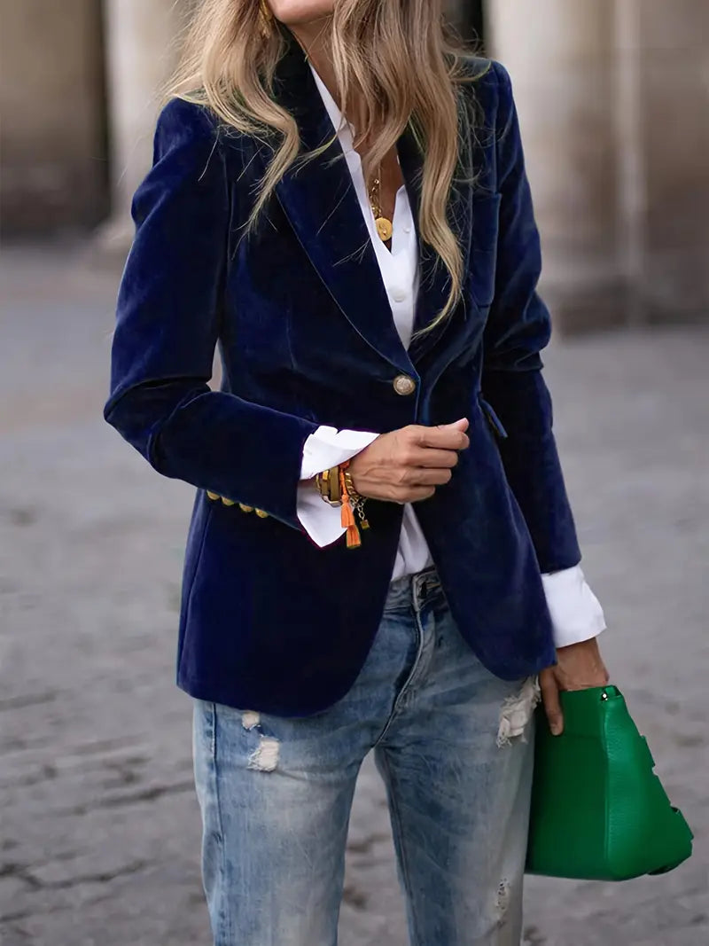 Women’s Tailored One-Button Blazer – Classic Office Jacket for Smart Casual and Occasion Wear