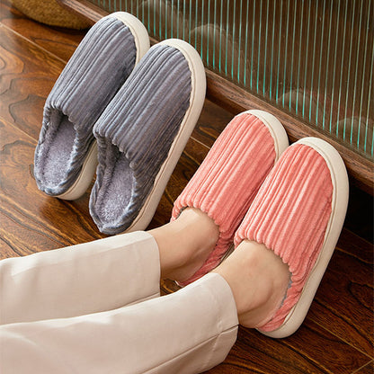 Women's Faux Fur Lined Corduroy Platform Clog Slippers