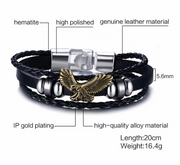 VARIANT|Black/Gold|Eagle Leather Bracelet – Black/Gold