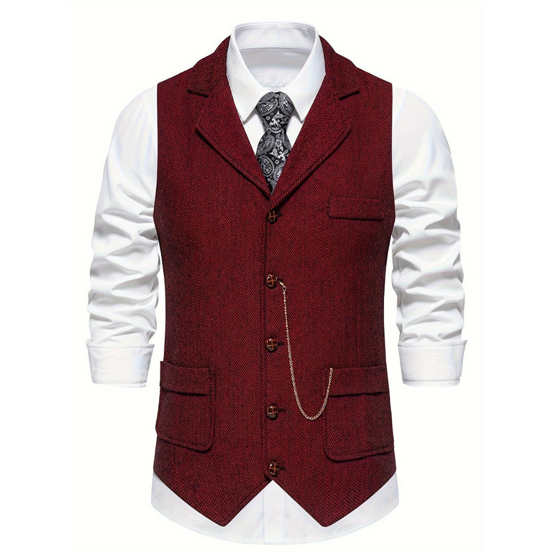 Men’s Tailored Lapel Vest – Refined Button-Front Layer for Smart Occasion Wear