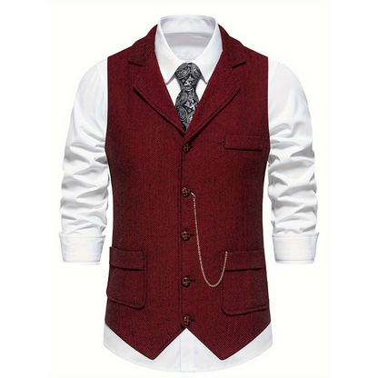 Men’s Tailored Lapel Vest – Refined Button-Front Layer for Smart Occasion Wear