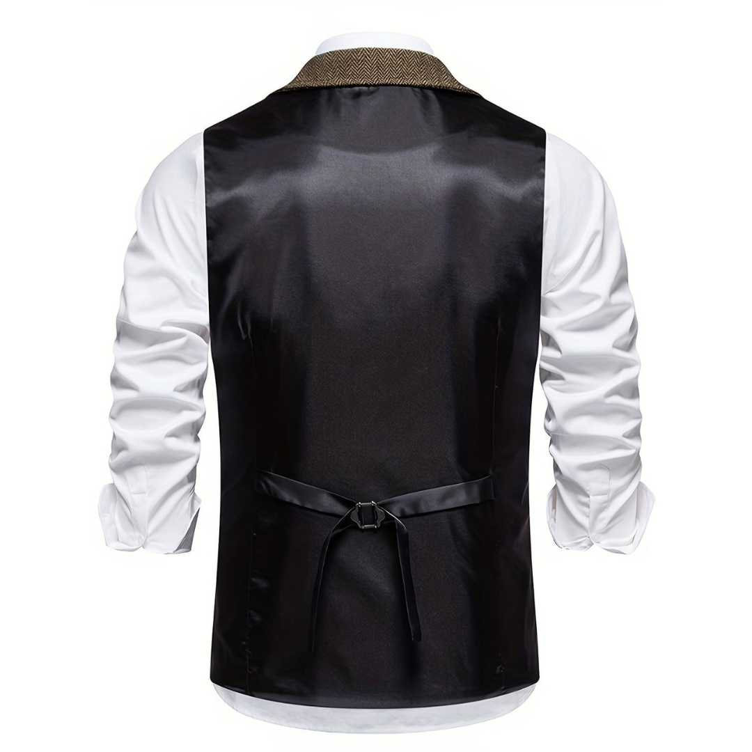 Men’s Tailored Lapel Vest – Refined Button-Front Layer for Smart Occasion Wear
