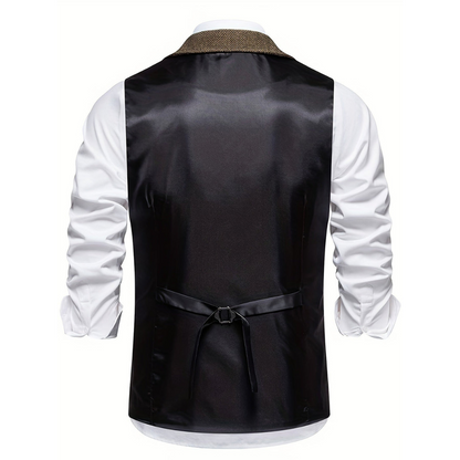 Men’s Tailored Lapel Vest – Refined Button-Front Layer for Smart Occasion Wear