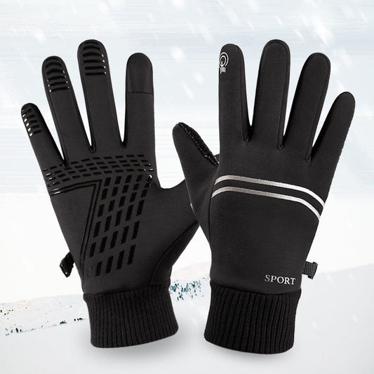 Men’s Waterproof Touchscreen Winter Gloves – Polar-Fleece Windproof Anti-Slip Cycling Ski Gloves