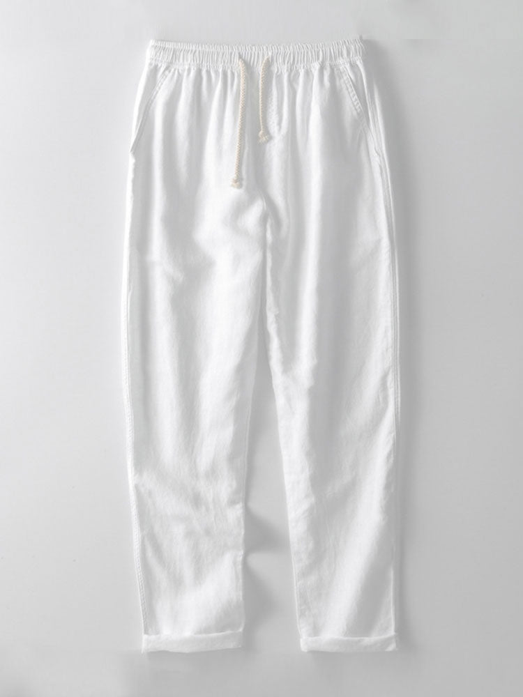 Men’s Corduroy Cuban Collar Shirt and Linen Blend Trousers – Relaxed Transitional Outfit