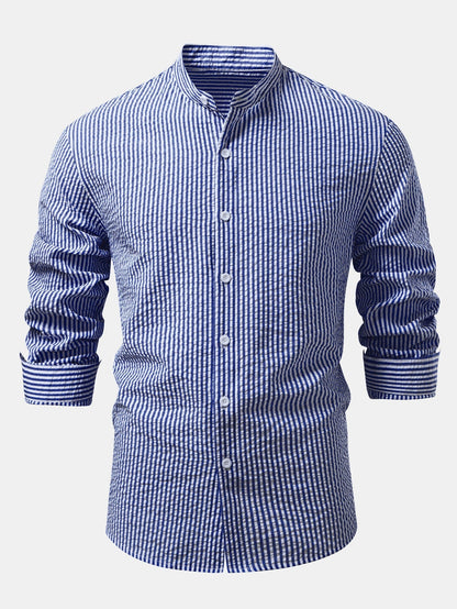 Men’s Stand Collar Seersucker Shirt Multipack – Three Regular-Fit Everyday Layers