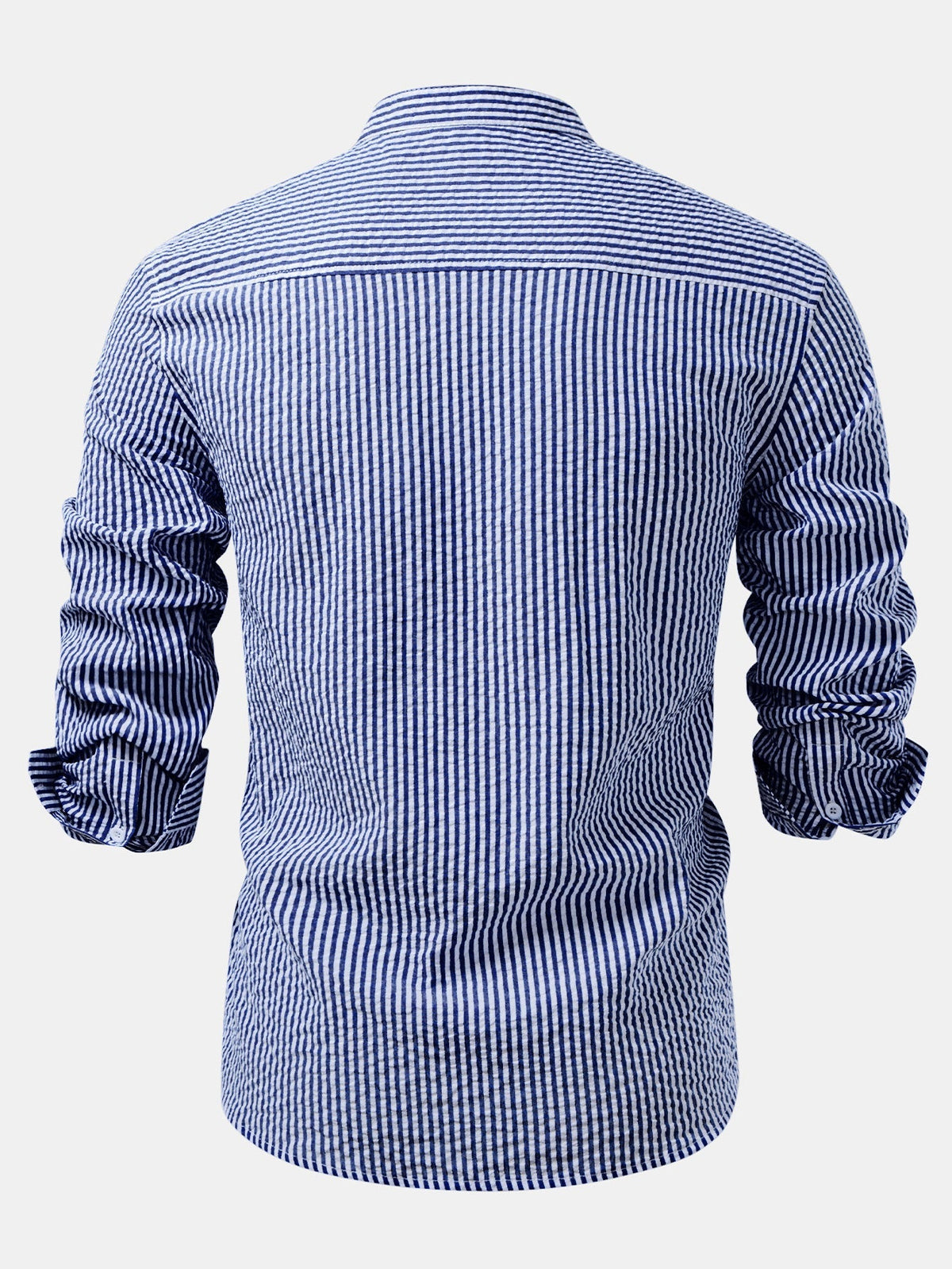 Men’s Lightweight Stand Collar Co-Ord – Seersucker Shirt with Linen Blend Trousers