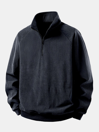 Men’s Corduroy Quarter-Zip Sweatshirt – Relaxed Raglan Pullover for Cooler Days
