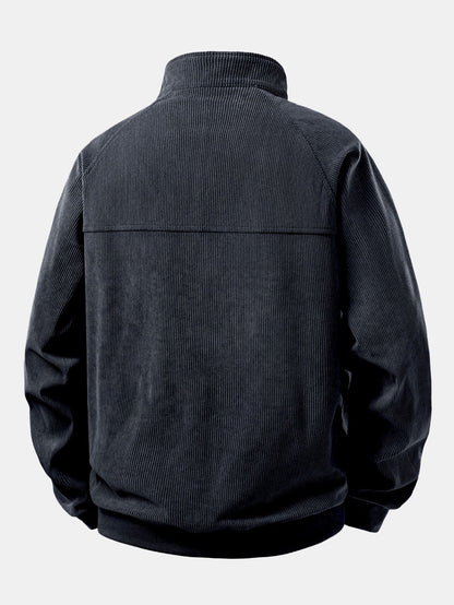 Men’s Corduroy Quarter-Zip Sweatshirt – Relaxed Raglan Pullover for Cooler Days