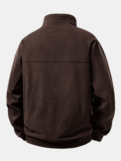 Men’s Corduroy Quarter-Zip Sweatshirt – Relaxed Raglan Pullover for Cooler Days