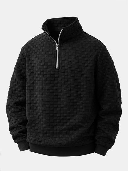 Men’s Jacquard Quarter-Zip Sweatshirt – Textured Regular-Fit Layer for Autumn Weekends