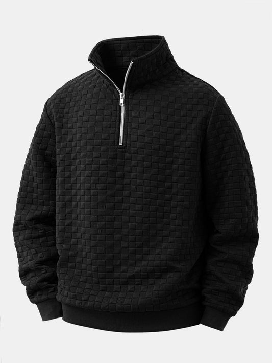 Men’s Jacquard Quarter-Zip Sweatshirt – Textured Regular-Fit Layer for Autumn Weekends