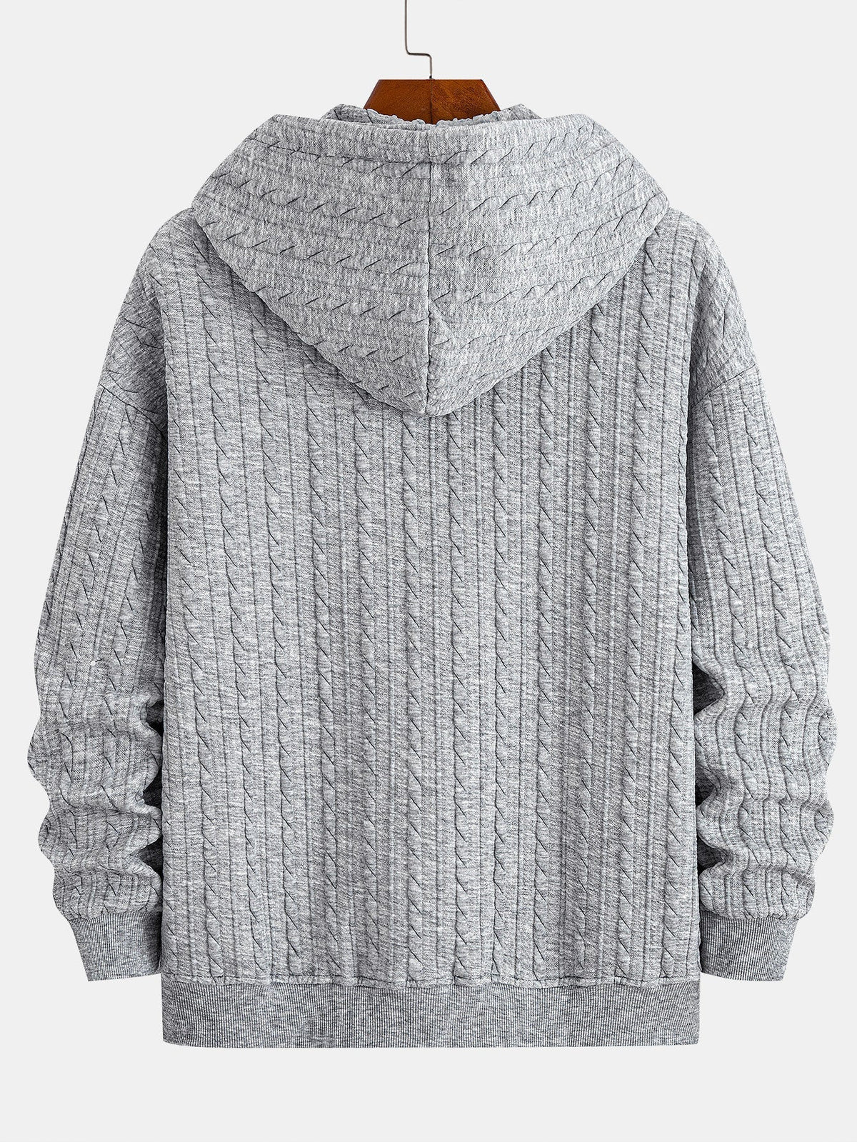 Men’s Textured Zip Hoodie Tracksuit – Jacquard Straight-Leg Set for Cold-Weather Casual Wear