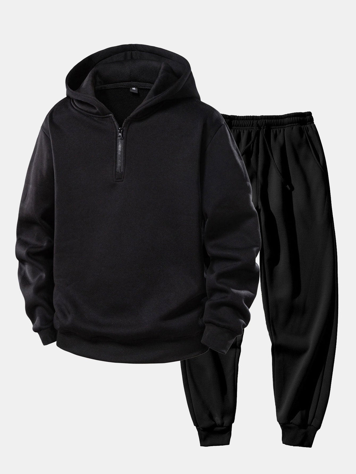 Men’s Quarter-Zip Hoodie Tracksuit – Relaxed Jogger Set for Travel and Casual Streetwear