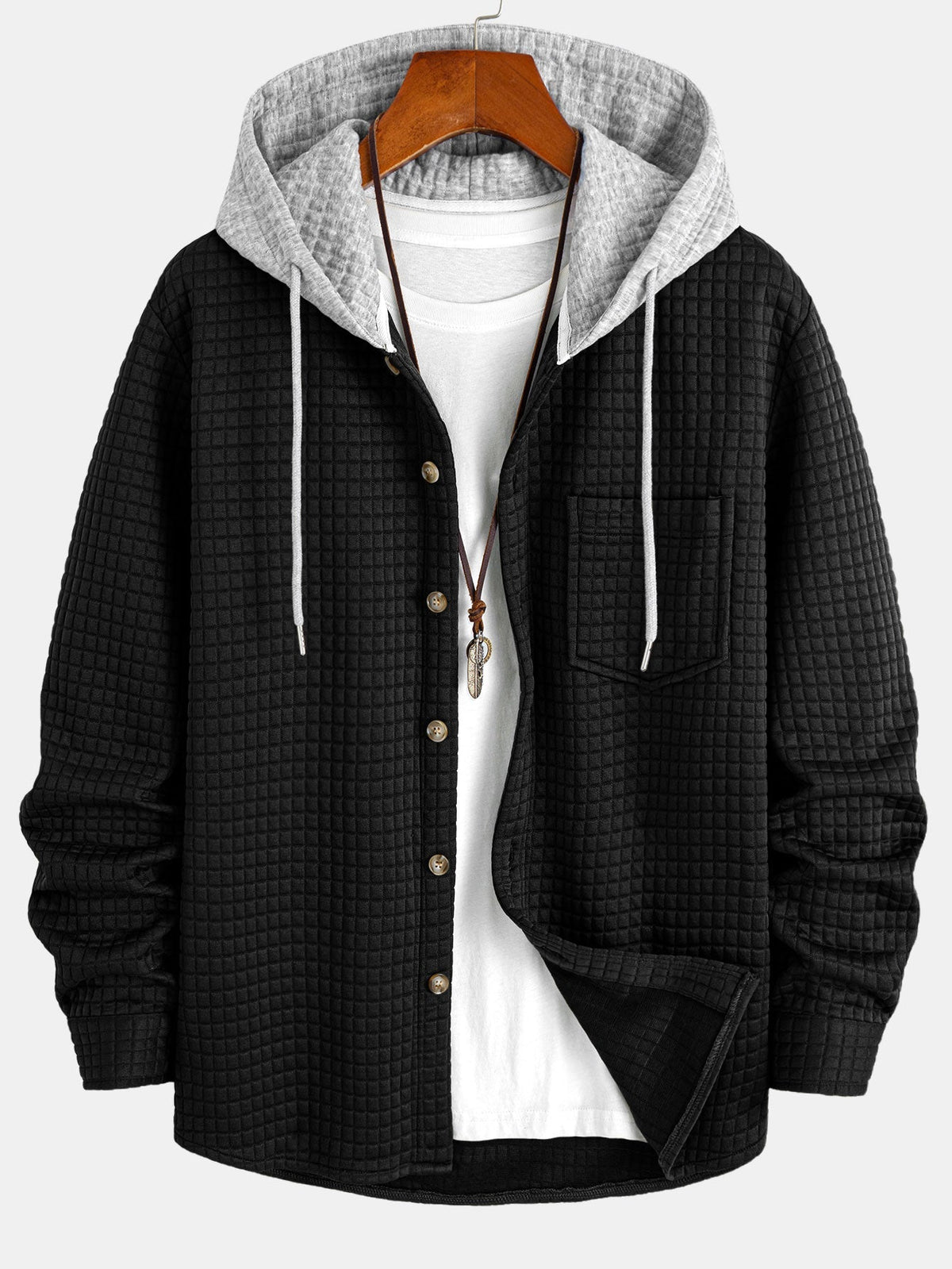 Men’s Waffle Hooded Shirt and Jogger Set – Textured Weekend Casualwear