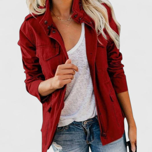 Women’s Parka – Utility Field Jacket with Flap Pockets and Waist Drawcord