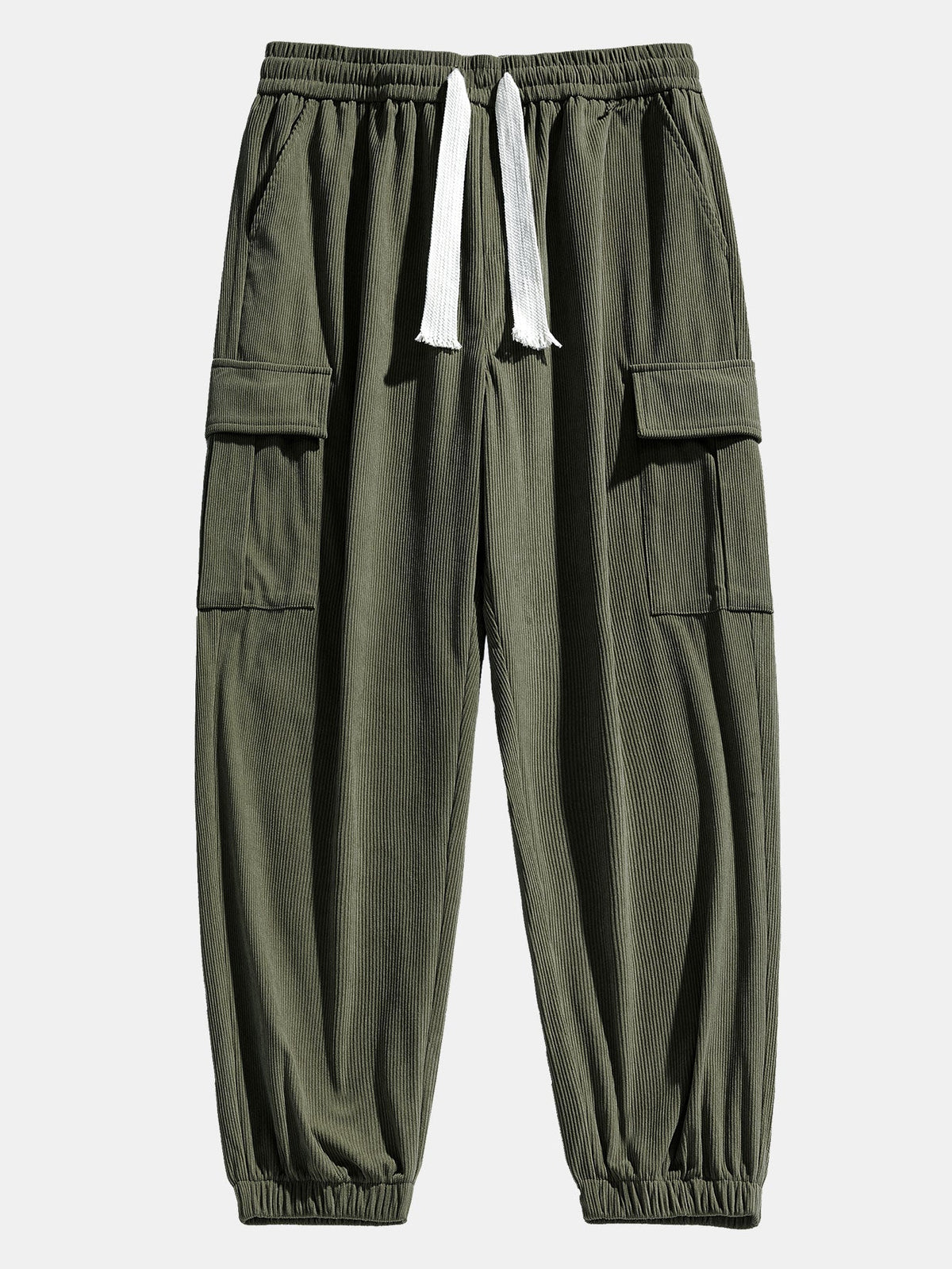 Men’s Corduroy Cargo Tracksuit – Patchwork Hoodie Set for Casual Utility Styling