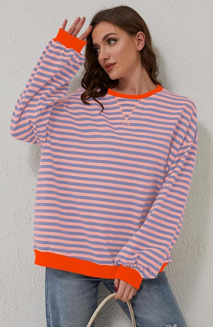 Women’s Printed Crew-Neck Sweatshirt – Relaxed Spring Layer for Casual Everyday Wear