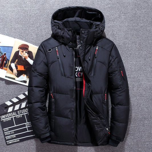 Men’s Hooded Down Winter Jacket – Water-Resistant Multi-Zip Outerwear for Outdoor and Everyday Cold-Weather Wear
