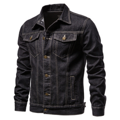 Men’s Classic Denim Trucker Jacket – Button-Front Layer with Chest Pockets