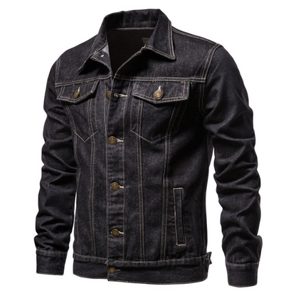 Men’s Classic Denim Trucker Jacket – Button-Front Layer with Chest Pockets