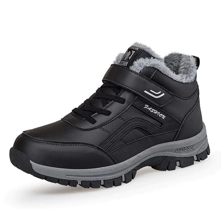 Men’s Thermal Winter Boots – Fleece-Lined Ankle Design with Secure Strap and Rugged Outdoor Sole