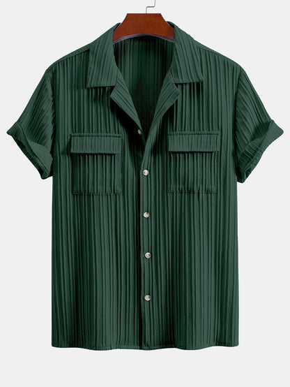 Men’s Textured Cuban Collar Shirt and Linen Blend Trouser Co-Ord for Summer Smart Casual Wear