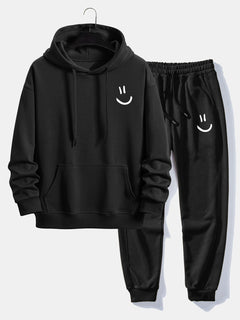 Men’s Casual Hoodie and Jogger Tracksuit – Relaxed Cotton Blend Set for Weekends