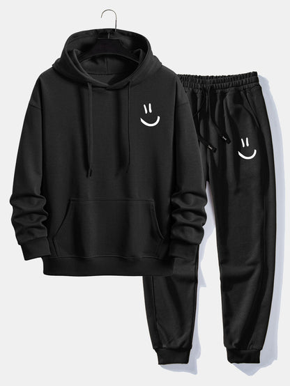 Men’s Casual Hoodie and Jogger Tracksuit – Relaxed Cotton Blend Set for Weekends