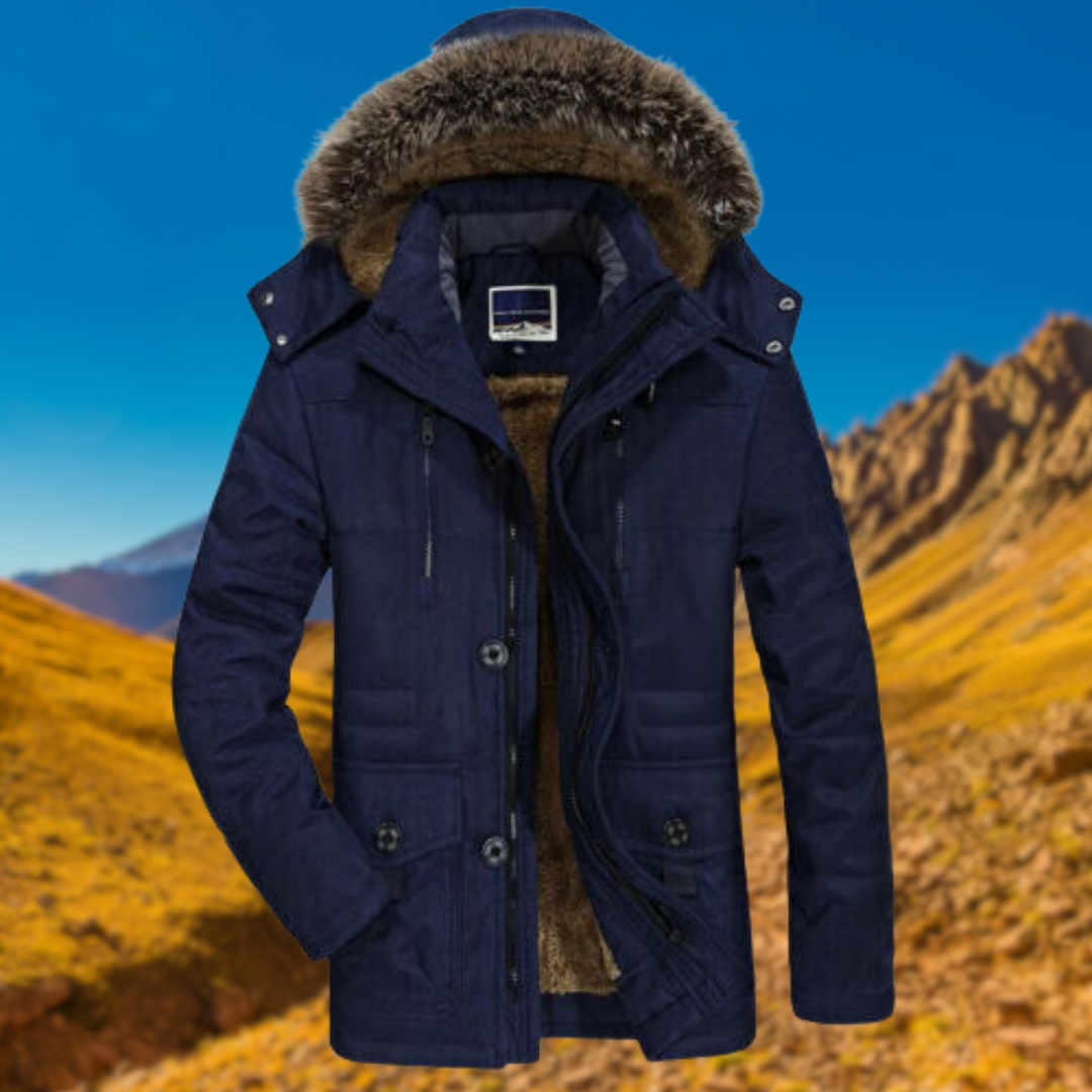 Men’s Fleece-Lined Hooded Winter Parka – Waterproof Utility Jacket for Outdoor Cold-Weather Wear