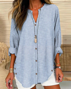 Women’s Relaxed Longline Button-Up Blouse – Casual Summer Top for Everyday Wear