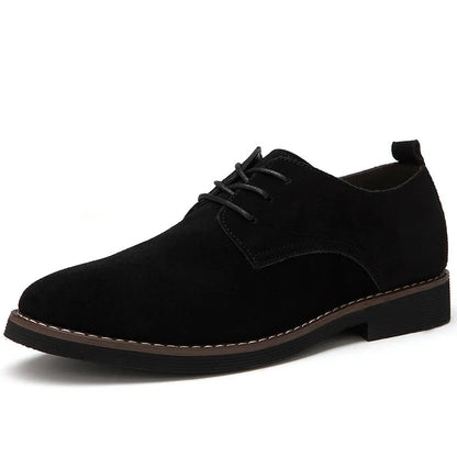 Men’s Suede Derby Shoes – Classic Lace-Up Design with Plain Toe and Contrast Welt Stitching
