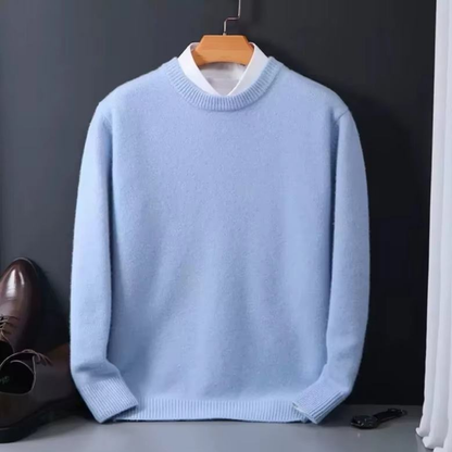 Men’s Classic Crew-Neck Winter Sweater – Soft Long-Sleeve Knit with Ribbed Trims for Smart Casual Wear
