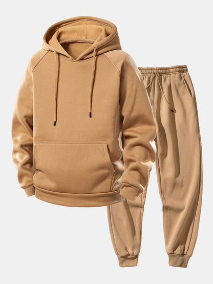 Men’s Raglan Hoodie Tracksuit – Regular Fit Polyester Set for Everyday Casual Wear