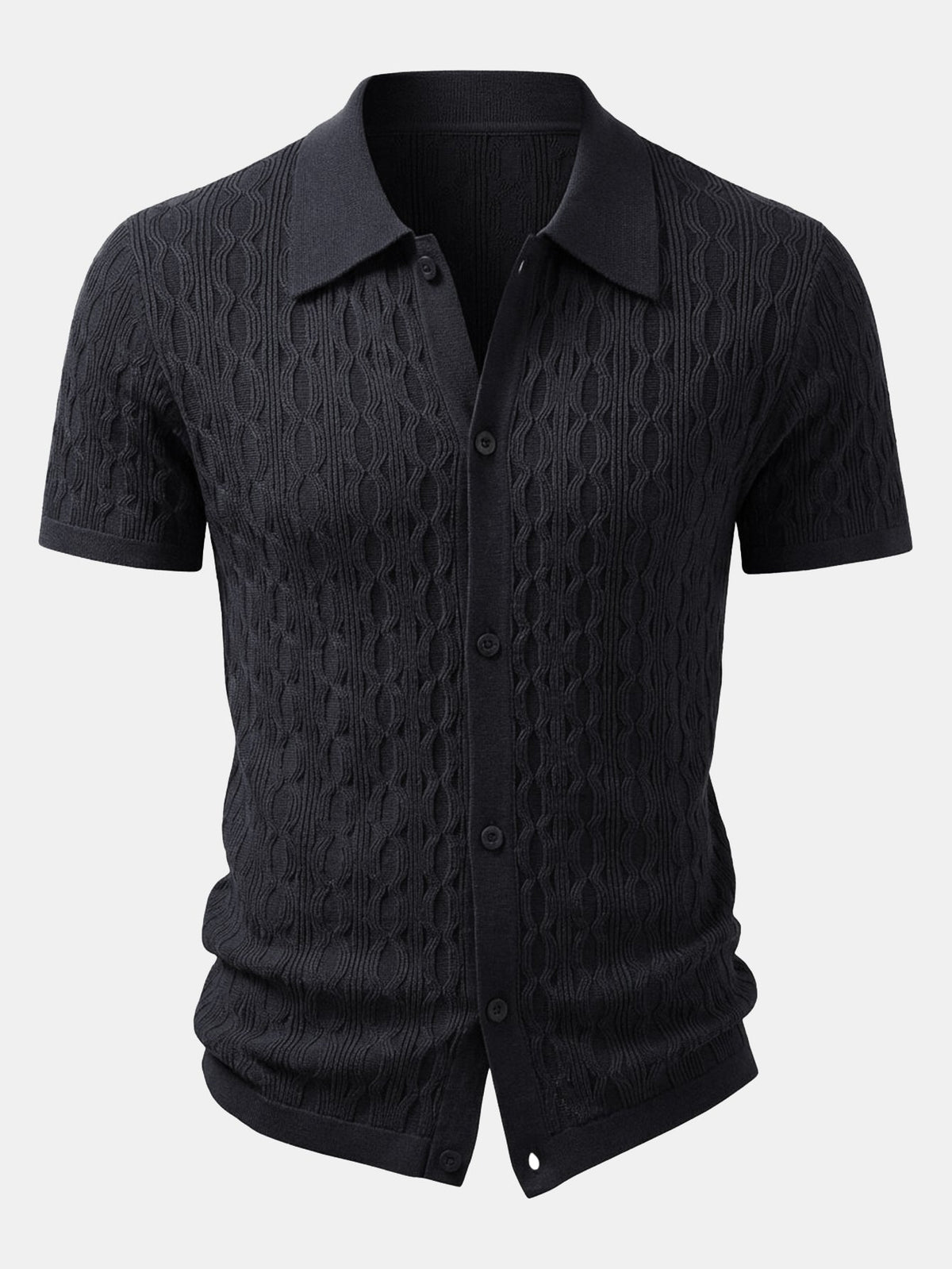 Men’s Viscose Textured Knit Shirt and Stretch Tapered Trousers – Smart Casual Summer Set