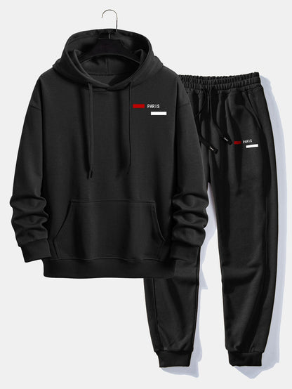 Men’s Relaxed Fit Tracksuit – Cotton Blend Hoodie and Joggers for Casual Streetwear