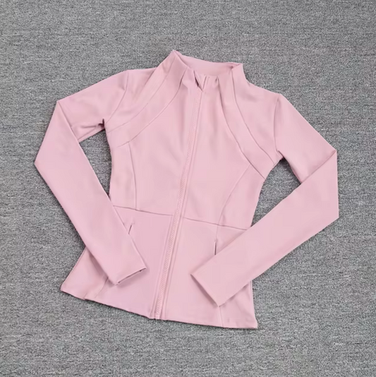 Women’s Fitted Zip-Up Sports Jacket – Breathable Long-Sleeve Layer for Training and Running