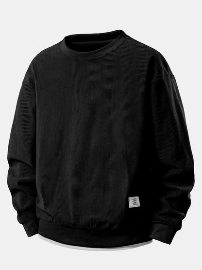 Men’s Layered Corduroy Crewneck Sweatshirt – Relaxed Everyday Pullover for Cooler Days