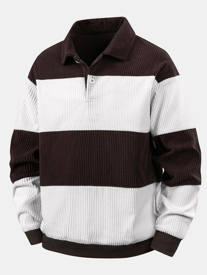 Men’s Corduroy Polo Sweatshirt – Relaxed Retro Layer for Autumn and Winter
